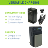 Olympus BLN-1, BCN-1 Battery (2-Pack) and Charger by Wasabi Power