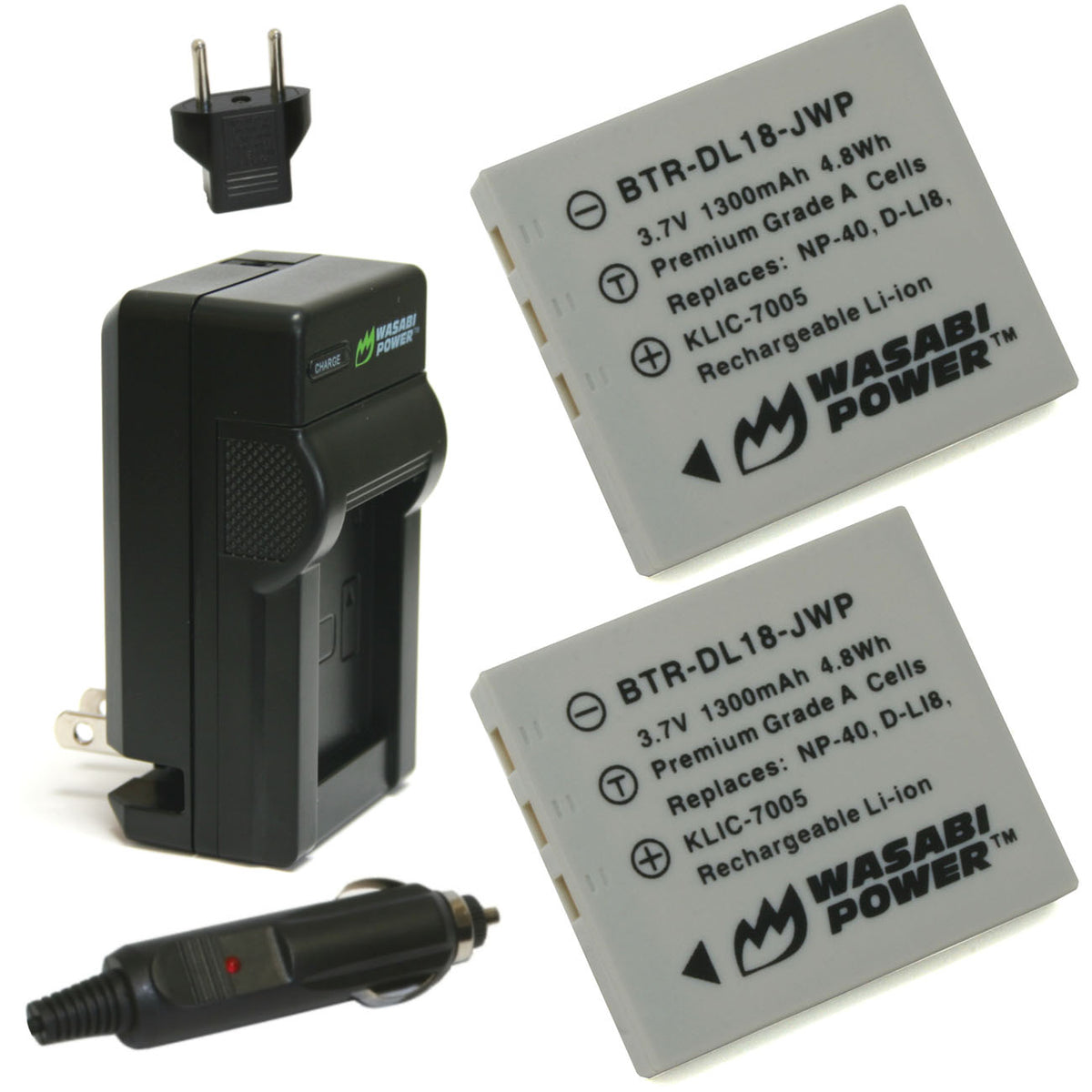 Fujifilm NP-40, NP-40N Battery (2-Pack) and Charger by Wasabi Power