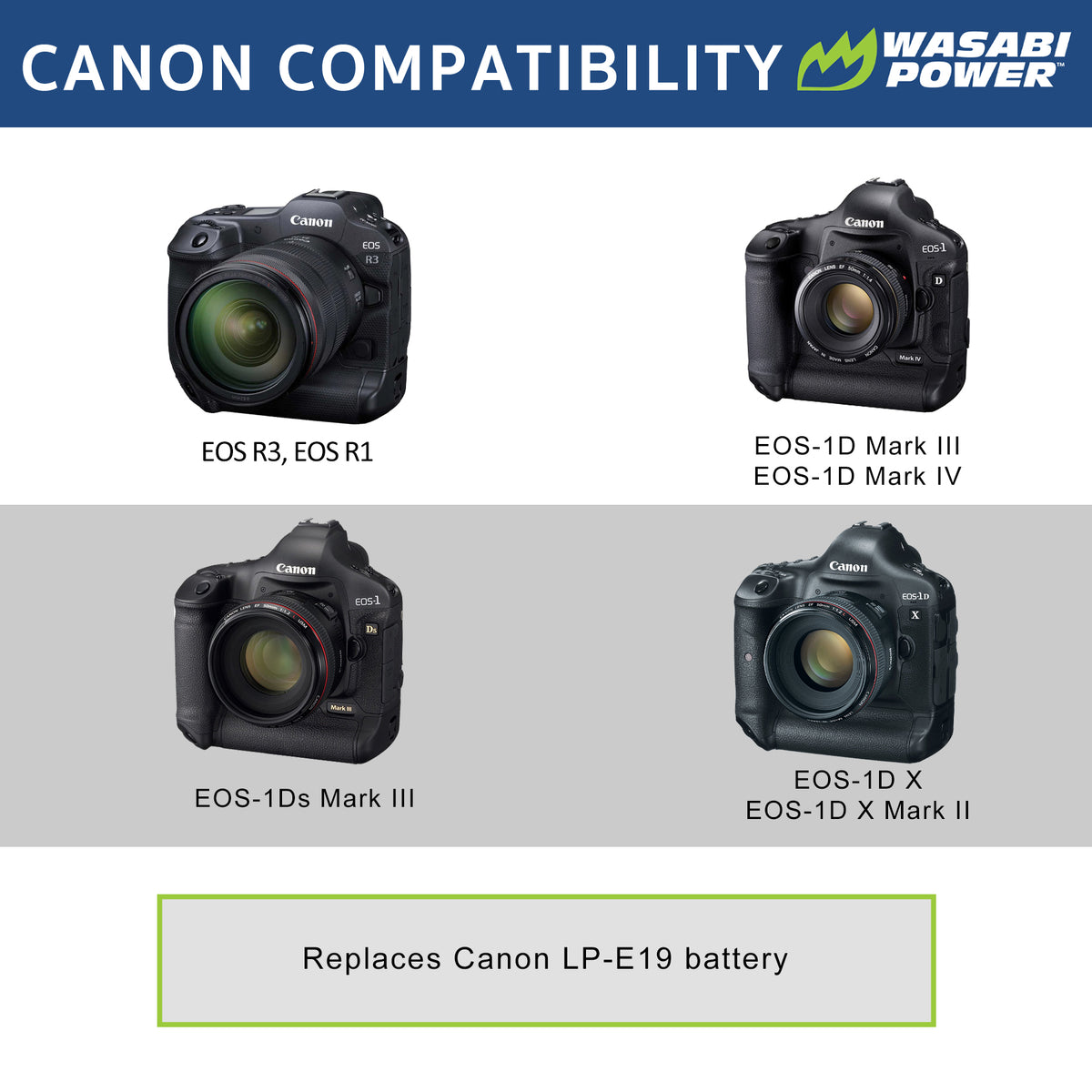 Canon LP-E19, LP-E4N Battery (2-Pack) and Dual Charger by Wasabi Power