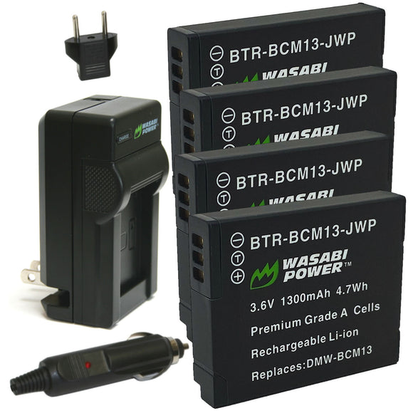 Panasonic DMW-BCM13 Battery (4-Pack) and Charger by Wasabi Power