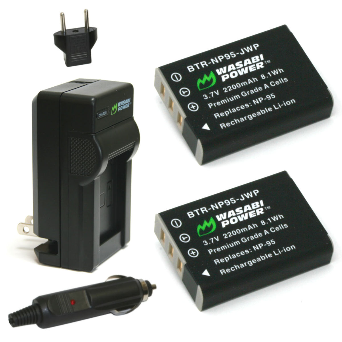 Fujifilm NP-95 Battery (2-Pack) and Charger by Wasabi Power