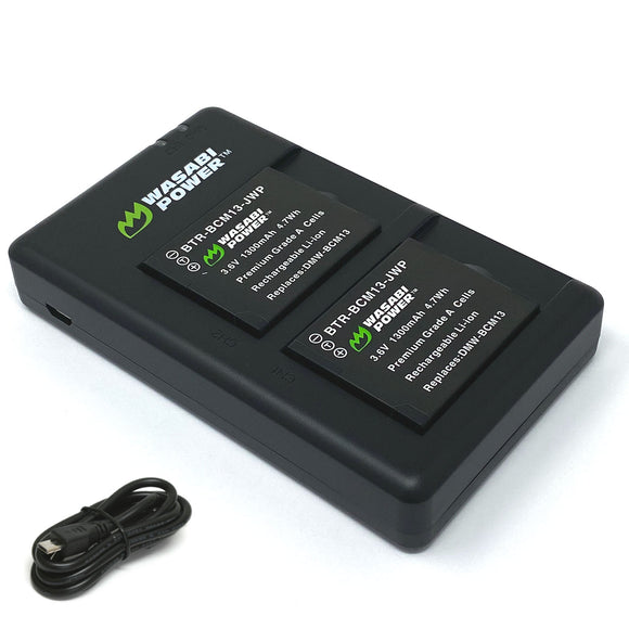 Panasonic DMW-BCM13 Battery (2-Pack) and Micro USB Dual Charger by Wasabi Power