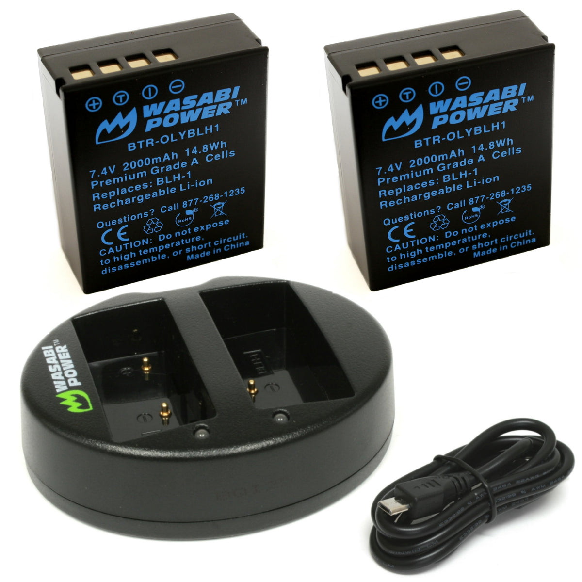 Olympus BLH-1 (Fully Decoded) Battery (2-Pack) and Dual Charger by