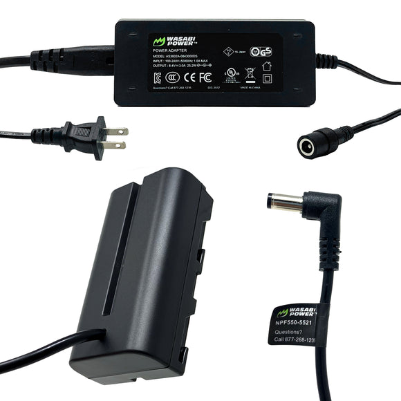 Sony NP-F330, NP-F550 L Series DC Coupler with AC Power Adapter by Wasabi Power