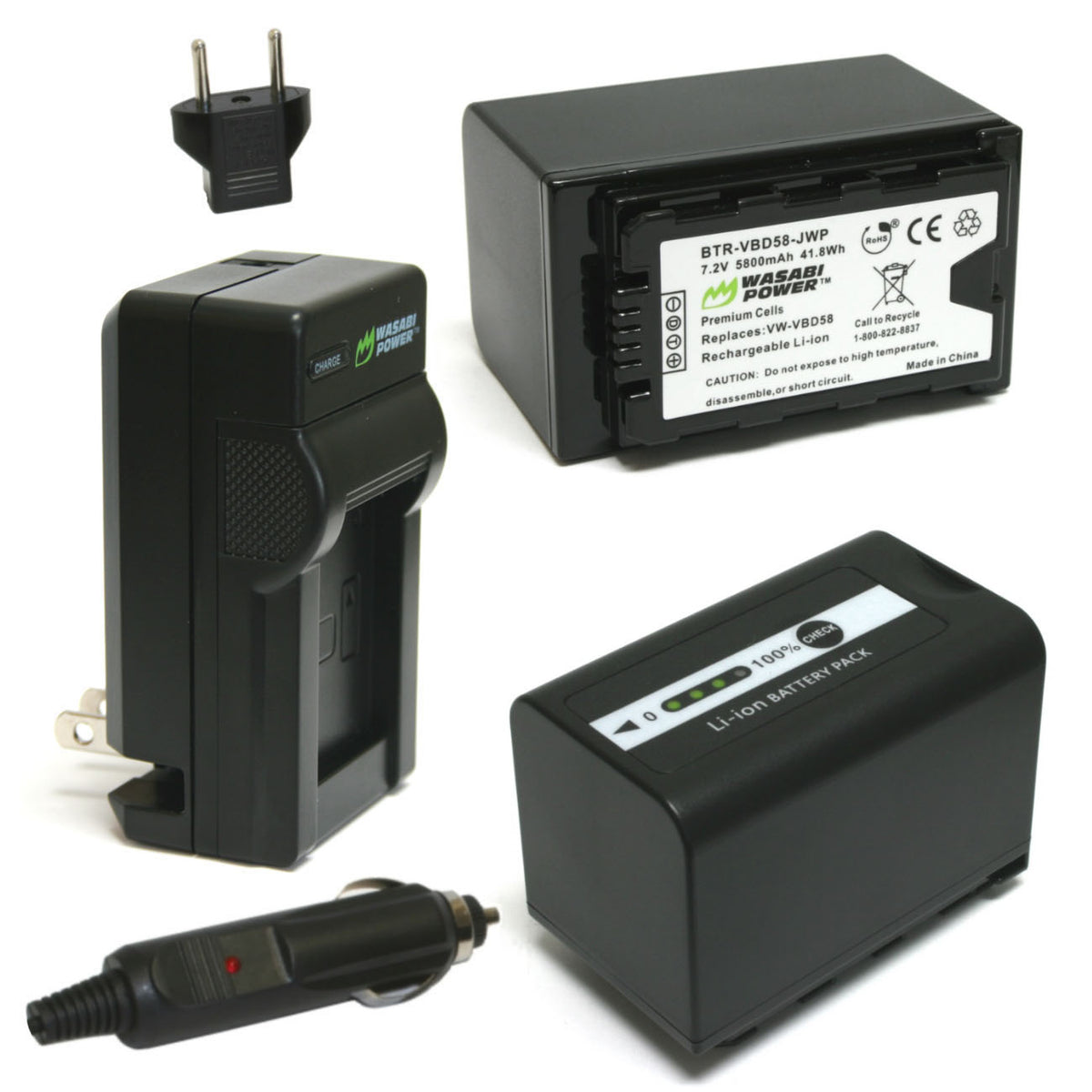 Panasonic VW-VBD58, AG-VBR89G Battery (2-Pack) and Charger by