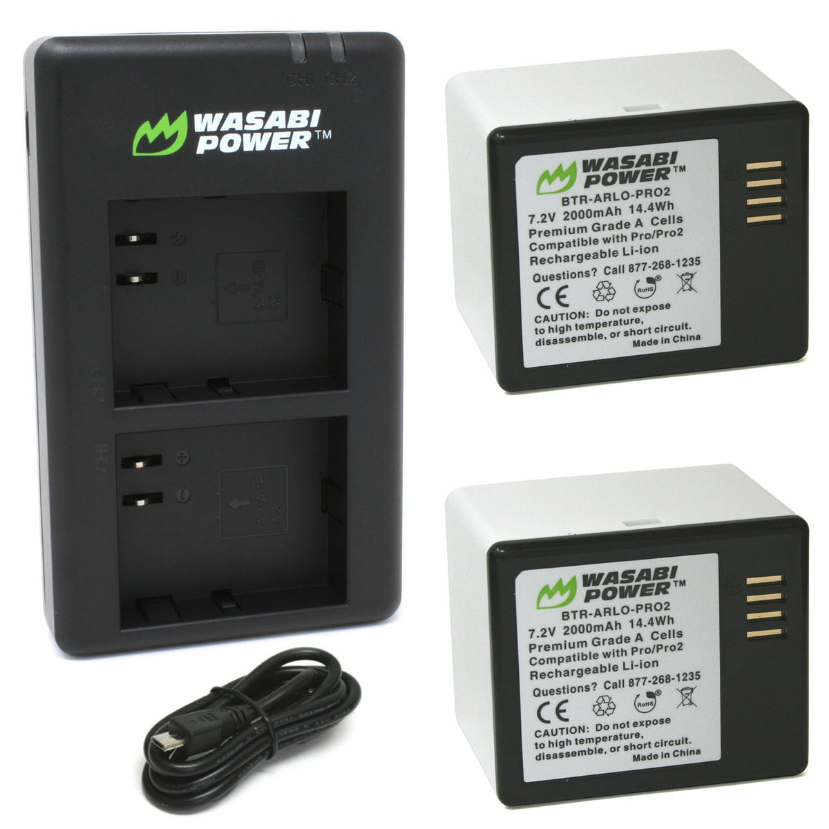 Exert Ambassade Tilbagetrækning Arlo Pro, Pro 2 (VMA4400 & VMA4400C) Battery (2-Pack) and Dual Charger –  Wasabi Power