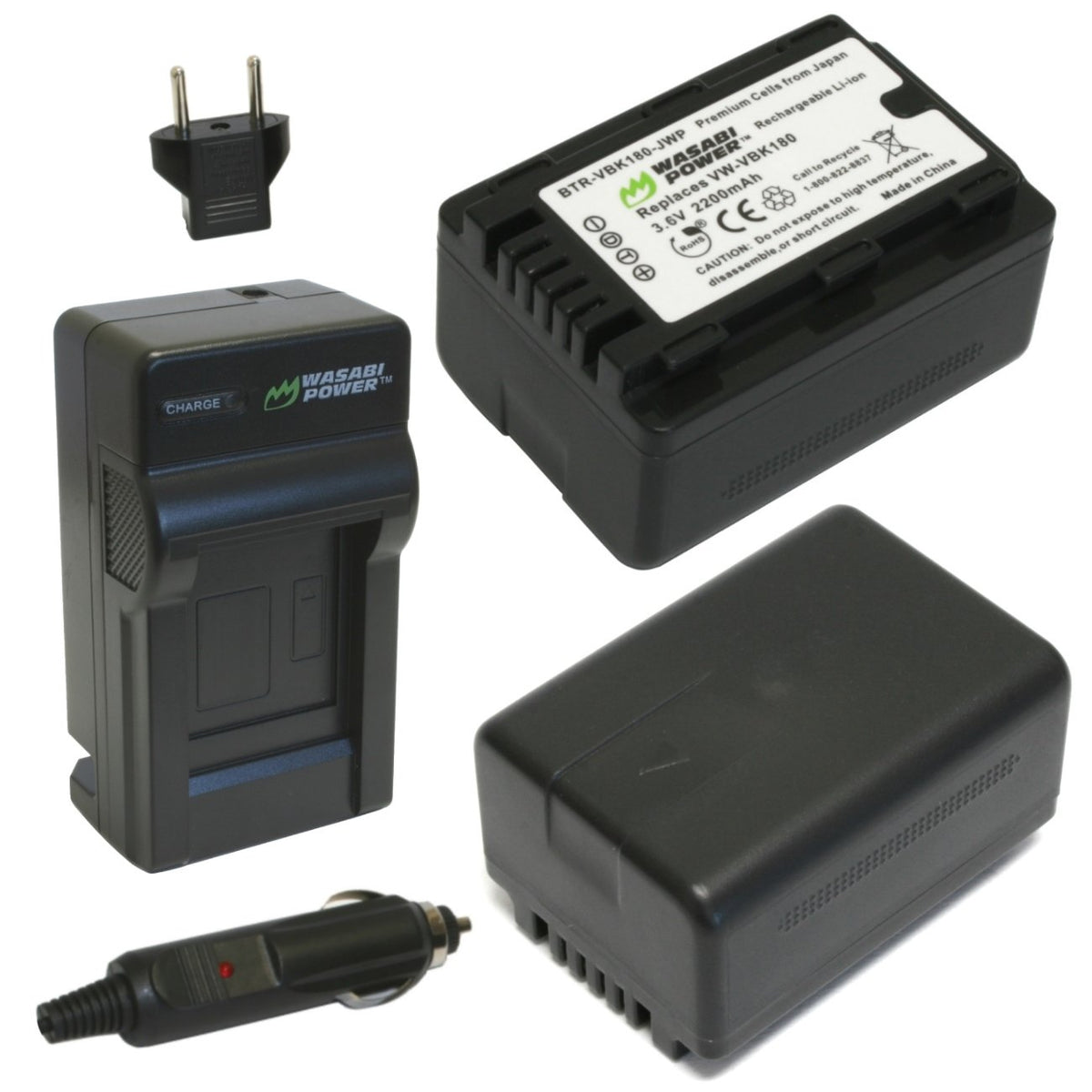 Panasonic VW-VBL090, VW-VBK180 Battery (2-Pack) and Charger by