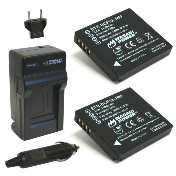 Panasonic DMW-BCF10, CGA-S/106B Battery (2-Pack) and Charger by Wasabi Power