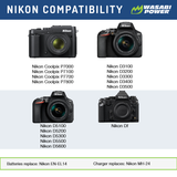 Nikon EN-EL14, EN-EL14a Battery (2-Pack) and Dual Charger by Wasabi Power