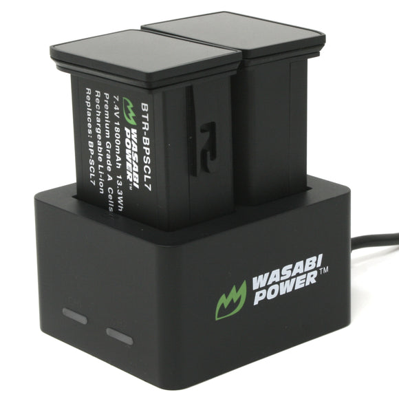 Leica BP-SCL7, 24026 Battery (2-Pack) and Dual USB Battery Charger BC-SCL7, 24027 by Wasabi Power