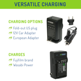 Fujifilm NP-95 Battery (2-Pack) and Charger by Wasabi Power