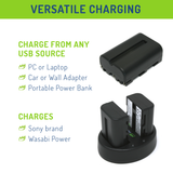 Sony NP-FM500H Battery (2-Pack) and Dual Charger by Wasabi Power