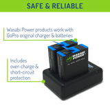GoPro HERO10, HERO9 Black Battery (4-Pack) and Dual Charger by Wasabi Power