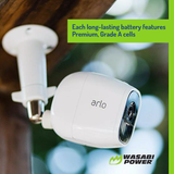 Arlo Pro, Pro 2 Battery (2-Pack) and Dual Charger (A-1B, VMA4400, VMA4400C) by Wasabi Power