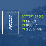 Sony NP-BX1, NP-BX1/M8 Battery (4-Pack) by Wasabi Power