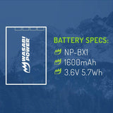 Sony NP-BX1, NP-BX1/M8 Battery (4-Pack) by Wasabi Power