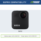 GoPro MAX, ACDBD-001, ACBAT-001 Battery (2-Pack) and Triple Charger by Wasabi Power
