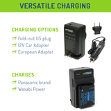 Panasonic DMW-BLC12 Battery (3-Pack, Fully Decoded) and Charger by Wasabi Power