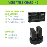 Sony NP-F330, NP-F530, NP-F550, NP-F570 (L Series) Battery (2-Pack) and Dual Charger by Wasabi Power