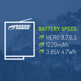 GoPro HERO8 Battery (4-Pack) Compatible with HERO7 Black, HERO6, HERO5 by Wasabi Power