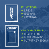 Canon LP-E10 Battery (2-Pack) and Charger by Wasabi Power