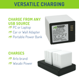 Arlo Go Battery (2-Pack) and Dual Charger (A-2, VMA4410, VMA4400C) by Wasabi Power