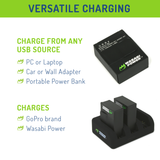 GoPro HERO3, HERO3+ Battery (2-Pack, 1200mAh) and Triple Charger by Wasabi Power