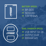 Leica BP-DC12, 18729 Battery (3-Pack) and Dual Charger (Not Fully Decoded) by Wasabi Power