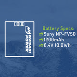 Sony NP-FV30, NP-FV40, NP-FV50 Battery (2-Pack) and Charger by Wasabi Power