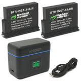 Insta360 X4 Air Battery (2-Pack, CINSBAFA) and Dual USB-C Charger by Wasabi Power