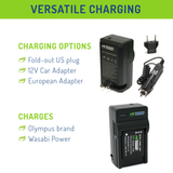 Olympus LI-90B, LI-92B Battery (2-Pack) and Charger by Wasabi Power