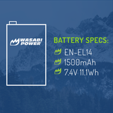 Nikon EN-EL14, EN-EL14a Battery (2-Pack) by Wasabi Power