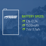 Nikon EN-EL14, EN-EL14a Battery (2-Pack) by Wasabi Power