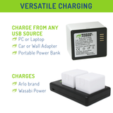 Arlo Go, Pro, Pro 2 (VMA4400C for VMA4400, VMA4410) Dual Charger by Wasabi Power