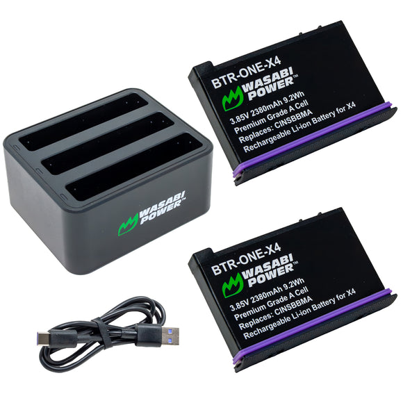 Lot De 2 Batteries Li-ion 1350 MAh 3,85 V Pour Insta360 One R - Compatible IS360RB - Rechange Haute Capacité - 8
