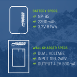 Fujifilm NP-95 Battery (2-Pack) and Charger by Wasabi Power