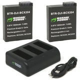 DJI BCX202, BCX204 OSMO Action Camera Battery (2-Pack) and Triple Charger by Wasabi Power