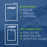 Nikon EN-EL15, EN-EL15a, EN-EL15b, EN-EL15c Battery (2-Pack) and Charger by Wasabi Power