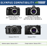 Olympus BLN-1, BCN-1 Battery (2-Pack) and Charger by Wasabi Power