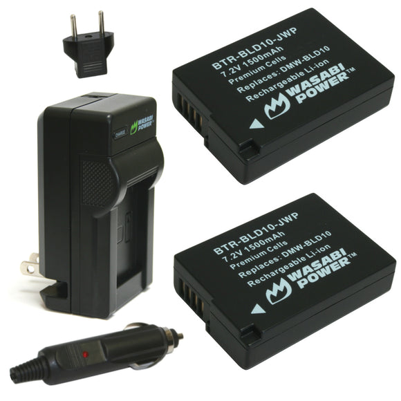 Panasonic DMW-BLD10, DE-A93B Battery (2-Pack) and Charger by Wasabi Power
