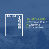 Olympus BLX-1 Battery (2-Pack) by Wasabi Power