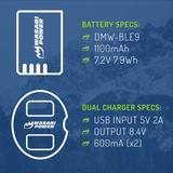 Panasonic DMW-BLE9, DMW-BLG10 Battery (3-Pack) and Dual Charger by Wasabi Power