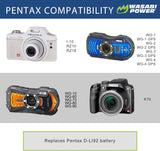 Pentax D-LI92 Battery (2-Pack) and Charger by Wasabi Power