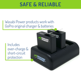 GoPro HERO8 Battery (2-Pack) and Triple Charger Compatible with HERO7 Black, HERO6, HERO5 by Wasabi Power