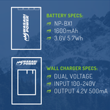 Sony NP-BX1, NP-BX1/M8 Battery (2-Pack) and Charger by Wasabi Power