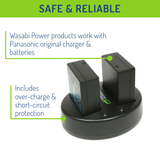 Panasonic DMW-BLC12 Battery (2-Pack) and Dual Charger by Wasabi Power