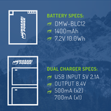 Panasonic DMW-BLC12 Battery (2-Pack) and USB Dual Charger by Wasabi Power
