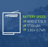 GoPro HERO12, HERO11, HERO10, HERO9 Black Battery (2-Pack) and Dual Charger by Wasabi Power