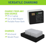 Arlo Go 2, Ultra, Ultra 2, Pro 3, Pro 4 (VMA5400C for VMA5400) Dual Charger by Wasabi Power