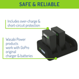 GoPro HERO3, HERO3+ Battery (2-Pack, 1280mAh) and Triple Charger by Wasabi Power